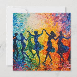 Colorful Silhouettes Dancing Invitation