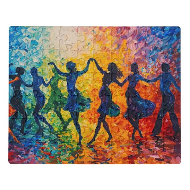 Colorful Silhouettes Dancing Jigsaw Puzzle (Puzzle Horizontal)