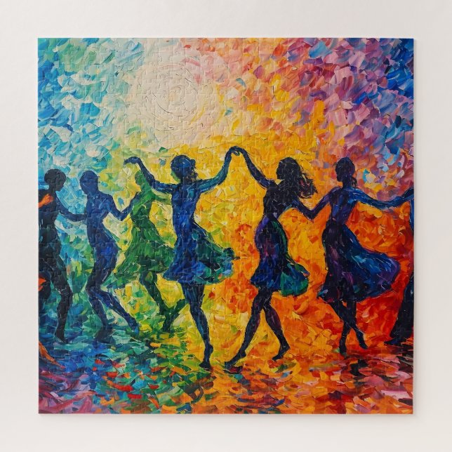 Colorful Silhouettes Dancing Jigsaw Puzzle (Vertical)