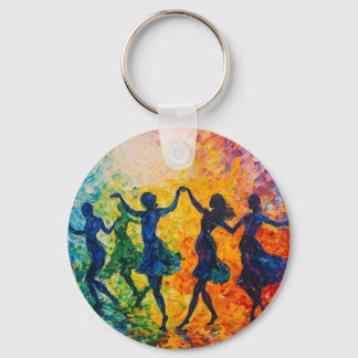 Colorful Silhouettes Dancing Keychain