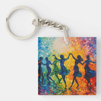 Colorful Silhouettes Dancing Keychain