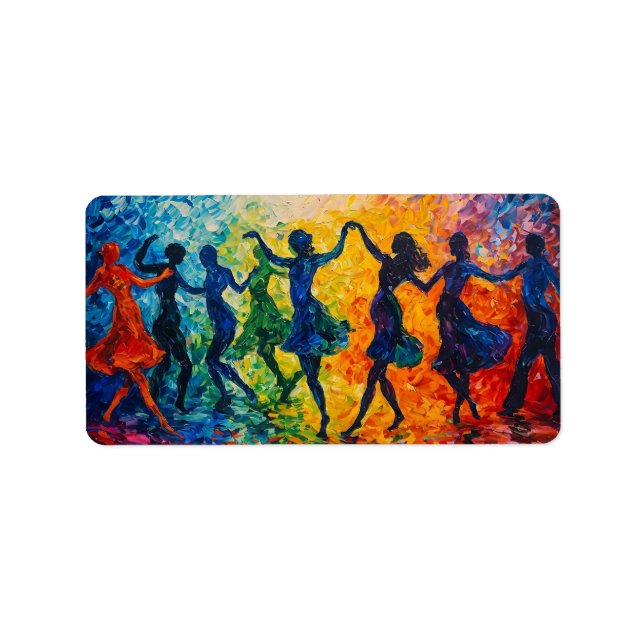 Colorful Silhouettes Dancing Label (Front)