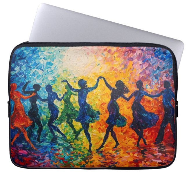 Colorful Silhouettes Dancing Laptop Sleeve (Front)