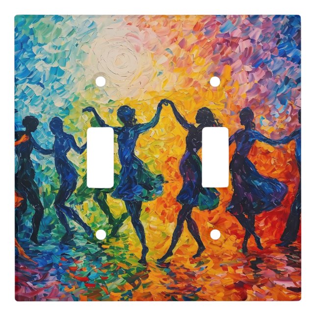Colorful Silhouettes Dancing Light Switch Cover (Front)