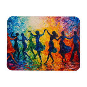 Colorful Silhouettes Dancing Magnet