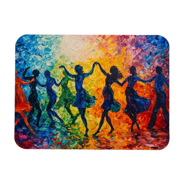 Colorful Silhouettes Dancing Magnet (Horizontal)