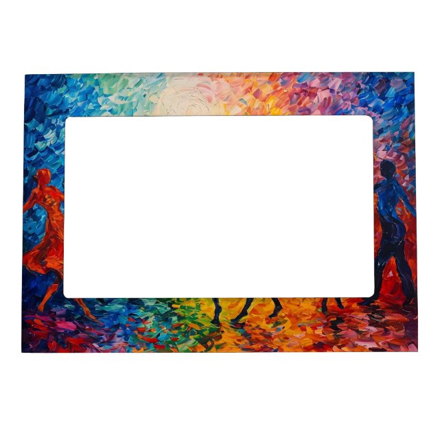 Colorful Silhouettes Dancing Magnetic Frame (Front)