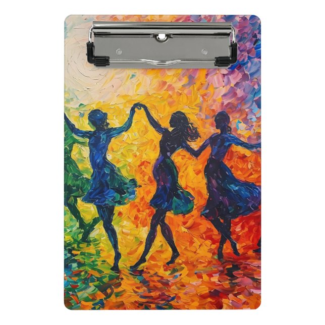Colorful Silhouettes Dancing Mini Clipboard (Front)