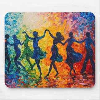 Colorful Silhouettes Dancing Mouse Pad