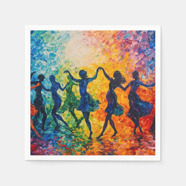 Colorful Silhouettes Dancing Napkins (Front)