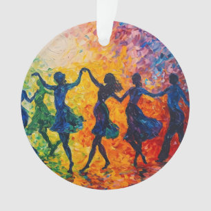 Colorful Silhouettes Dancing Ornament