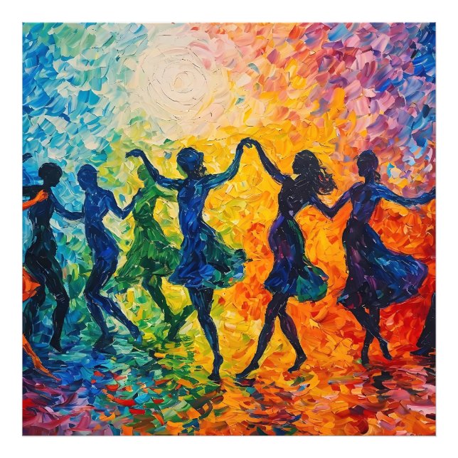 Colorful Silhouettes Dancing Photo Print (Front)