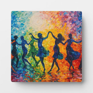 Colorful Silhouettes Dancing Plaque