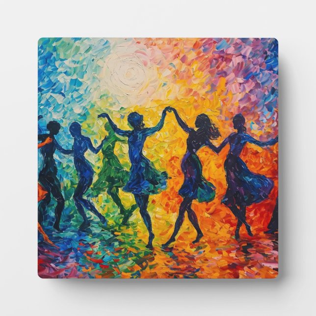 Colorful Silhouettes Dancing Plaque (Front)