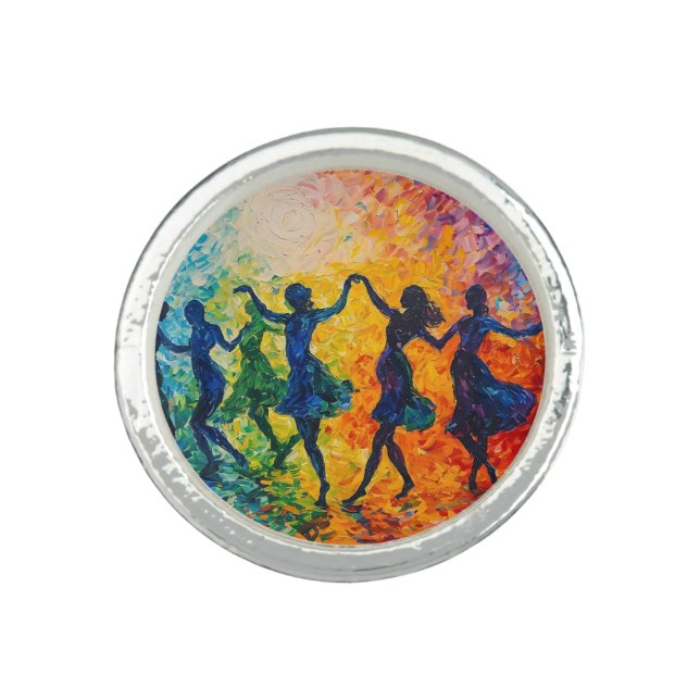 Colorful Silhouettes Dancing Ring (Front)
