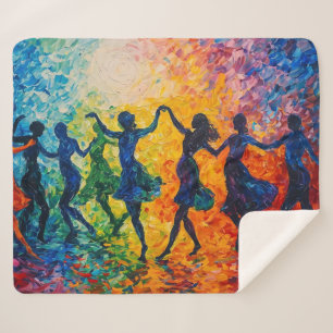 Colorful Silhouettes Dancing Sherpa Blanket