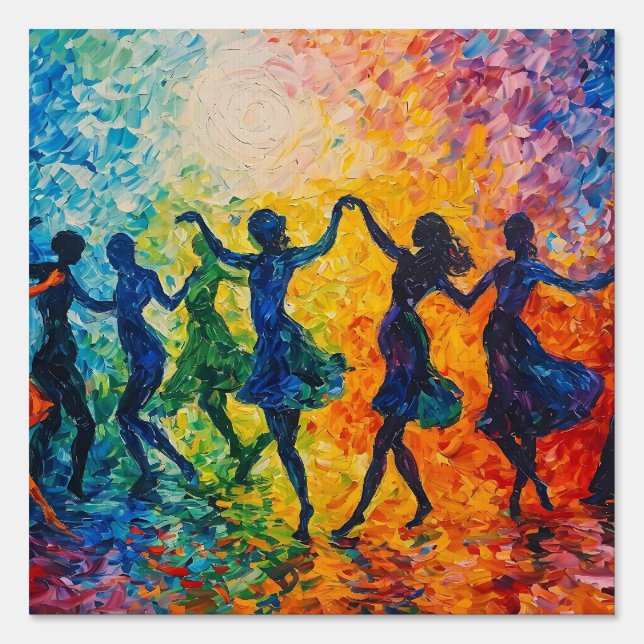 Colorful Silhouettes Dancing Sign (Front)