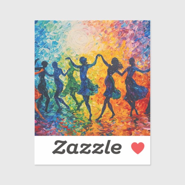Colorful Silhouettes Dancing Sticker (Sheet)