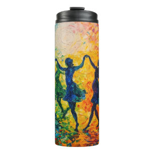 Colorful Silhouettes Dancing Thermal Tumbler