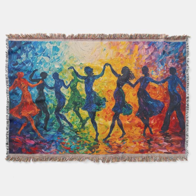 Colorful Silhouettes Dancing Throw Blanket (Front)