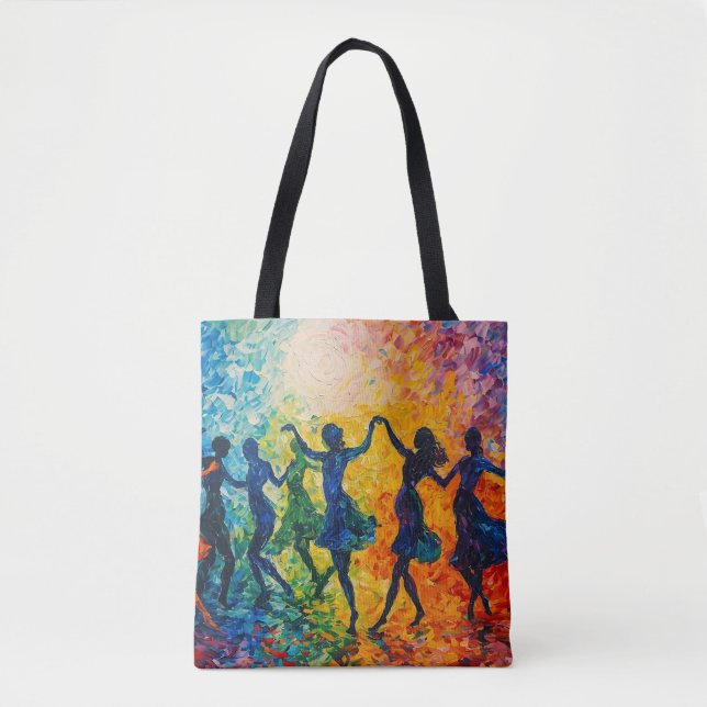 Colorful Silhouettes Dancing Tote Bag (Front)
