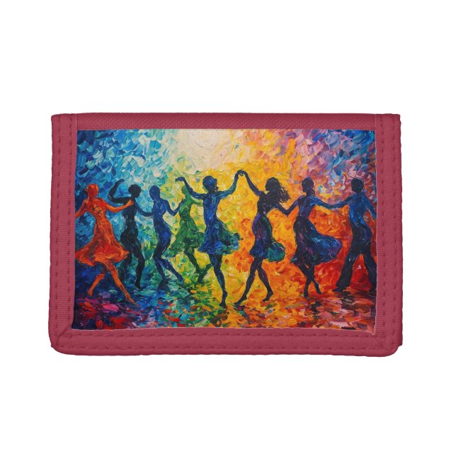 Colorful Silhouettes Dancing Trifold Wallet (Front)