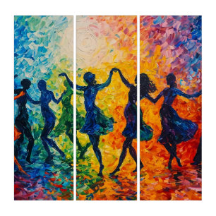 Colorful Silhouettes Dancing Triptych