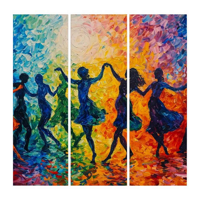 Colorful Silhouettes Dancing Triptych (Front)