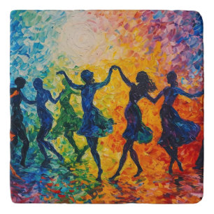 Colorful Silhouettes Dancing Trivet