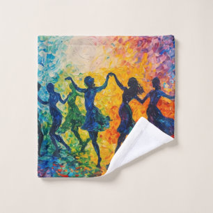 Colorful Silhouettes Dancing Wash Cloth