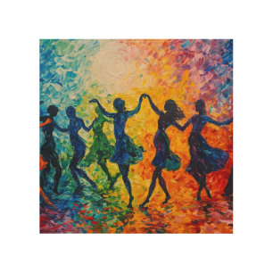 Colorful Silhouettes Dancing Wood Wall Art