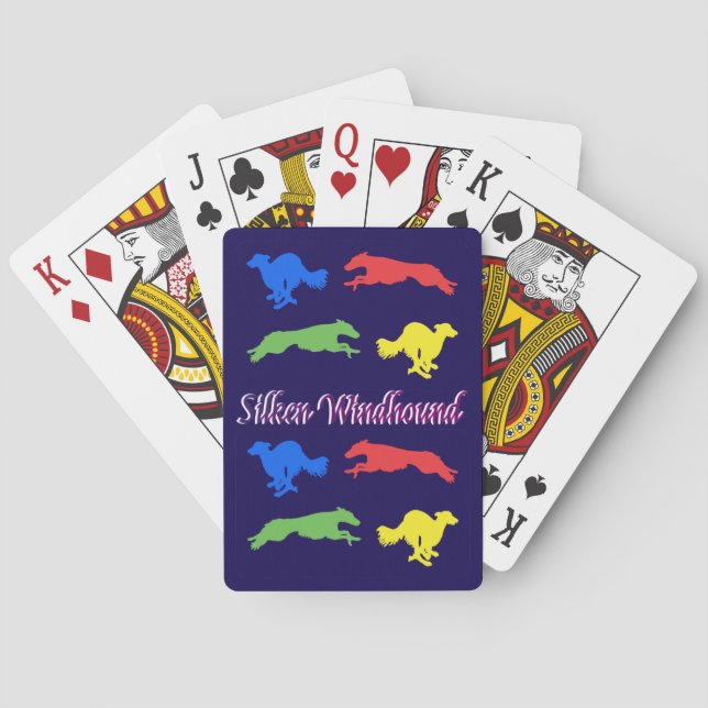 Colorful Silken Windhounds  Poker Cards (Back)