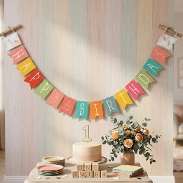 Colorful Silly Goose Happy Birthday Bunting Banner