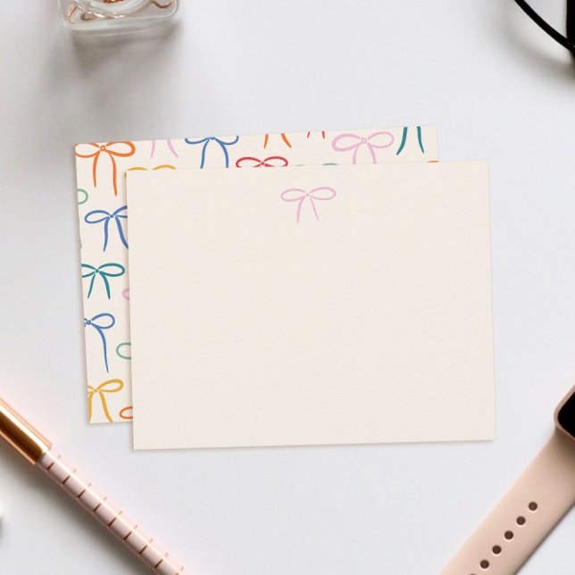 Colorful Simple Bow Personal Stationery Note Card (Creator Uploaded)