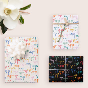 Colorful Simple Bows Pattern Wrapping Paper Sheets