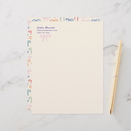 Colorful Simple Bows Personal Stationery