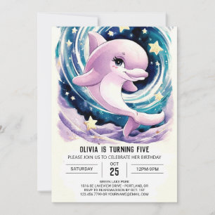 Colorful Simple Children's Dolphin Birthday Invitation