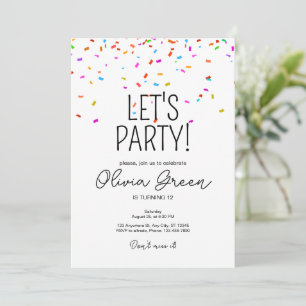 Colorful simple confetti birthday invitation