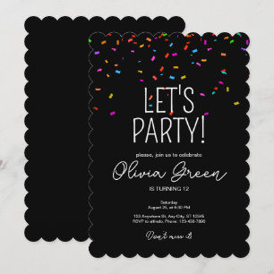 Colorful simple confetti birthday invitation