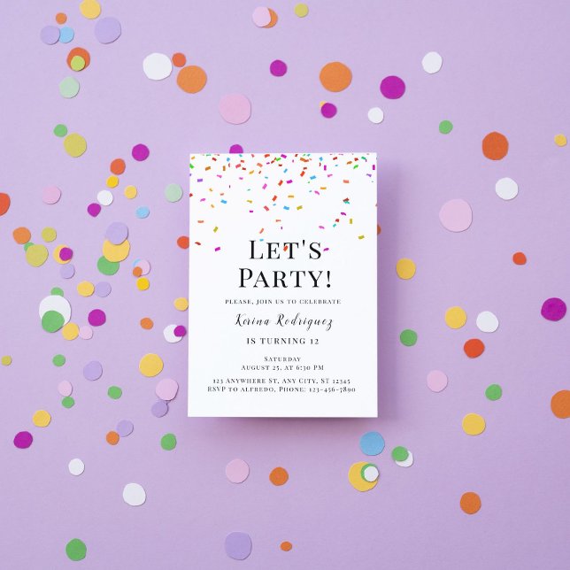 Colorful simple confetti birthday invitation (Creator Uploaded)