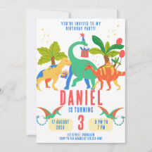 Colorful Simple Illustration Dinosaur Birthday