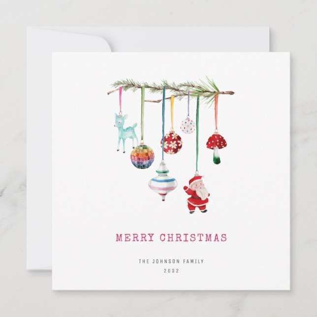 Colorful Simple Merry Christmas Holiday Card (Front)