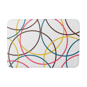 Colorful, simple modern cool, urban trendy circles bath mat