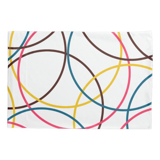 Colorful, simple modern cool, urban trendy circles pillow case (Back)