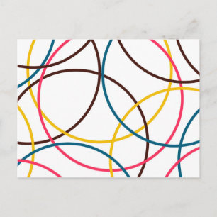 Colorful, simple modern cool, urban trendy circles postcard