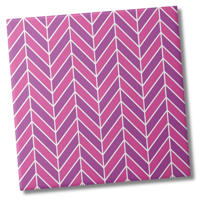 Colorful Simple Pink Purple Herringbone Pattern Ceramic Tile (Colorful Simple Pink Purple Herringbone Pattern Ceramic Tile)