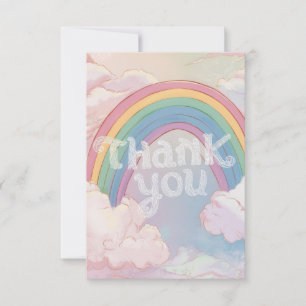 Colorful Simple Rainbow and Clouds Thank You Card
