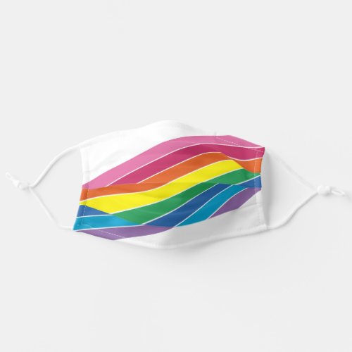 Colorful Simple Rainbow Stripes Flag On White Adult Cloth Face Mask