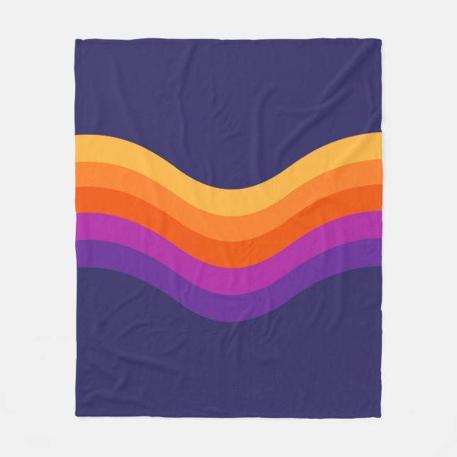 Colorful simple retro style waves design  fleece blanket (Front)