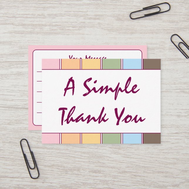 Colorful Simple Script Thank You Business Card (Front/Back In Situ)